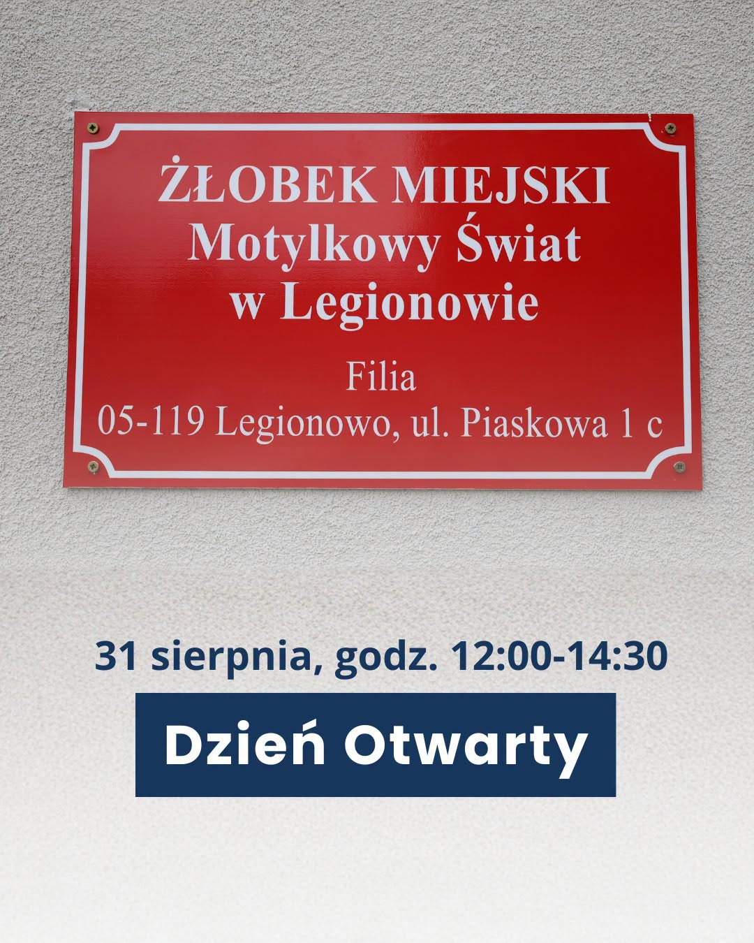Więcej o: 31 sierpnia DZIEŃ OTWARTY - FILIA ŻŁOBKA MIEJSKIEGO MOTYLKOWY ŚWIAT